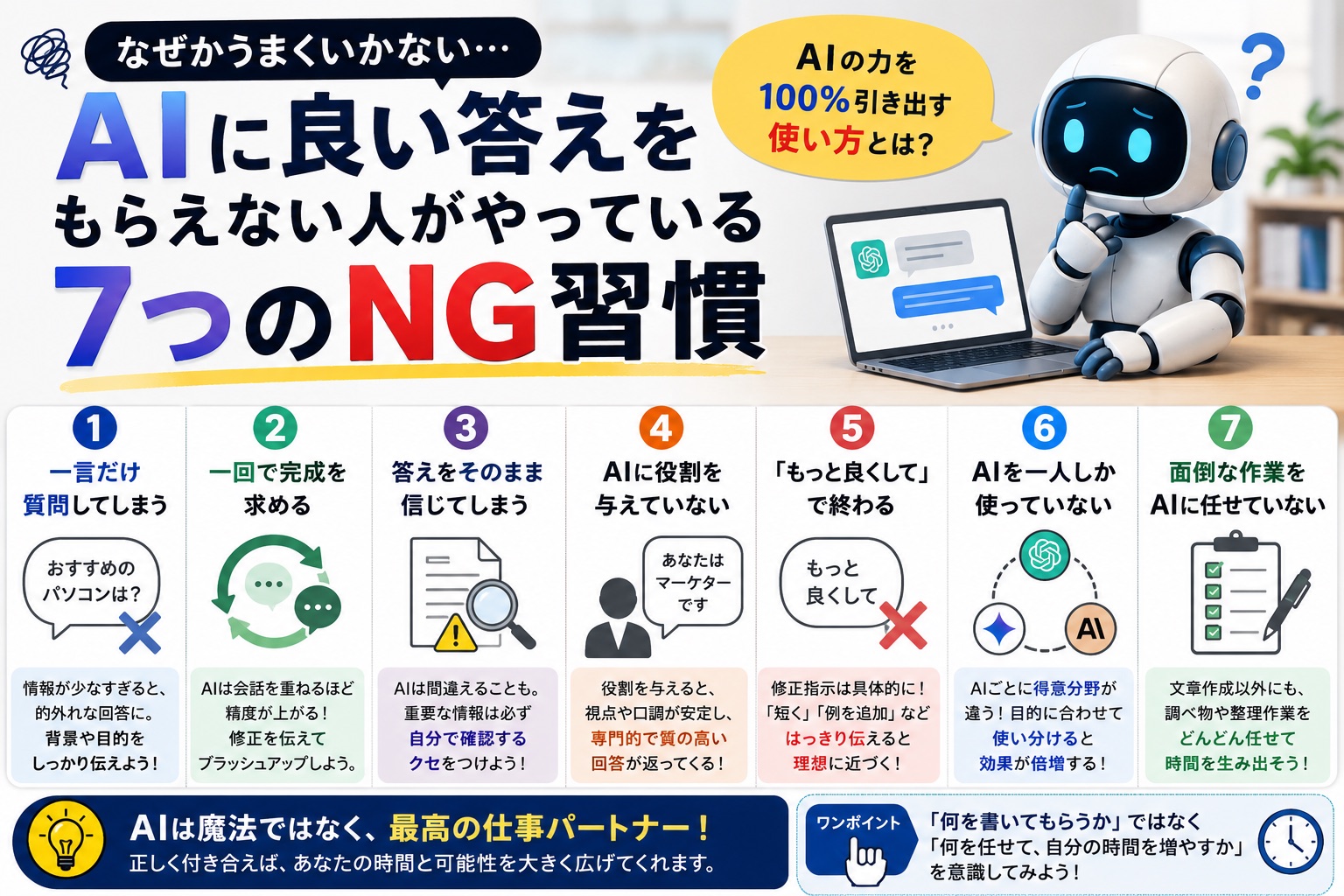 AIに「使えない」と感じたら見直したい7つのNG習慣